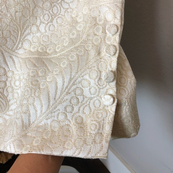 SANDRA Ivory Gold Brocade Pencil Skirt - Picture 6 of 8